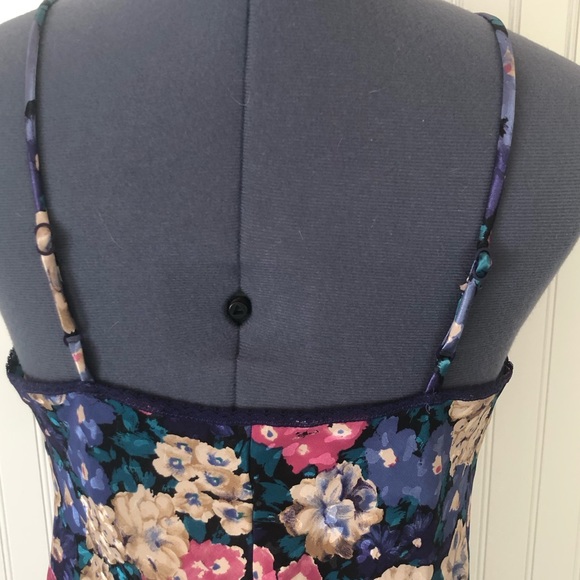 Vintage Floral Camisole Slip Top Purple Lace Satin Rosette Romantic Lingerie Med - Picture 12 of 16